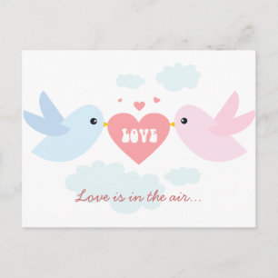 Valentine Flying Love Birds Holiday Postcard
