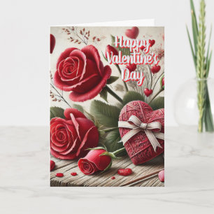 Valentine for Mom Roses and Hearts Greeting Card