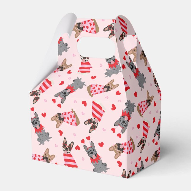 Valentine French Bulldogs Favor Box (Front Side)