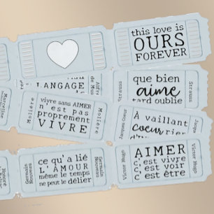 Valentine French Love Quote Cut Out Tickets