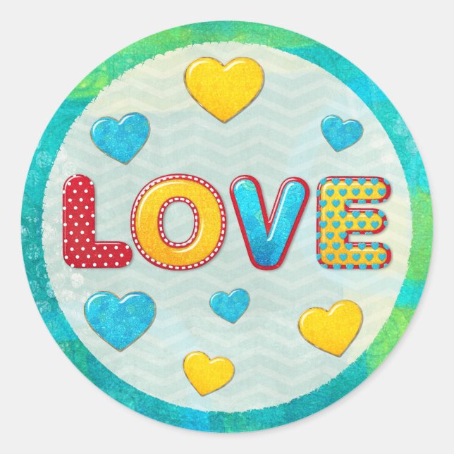 Valentine Fun 3D Mix and Match Classic Round Sticker (Front)
