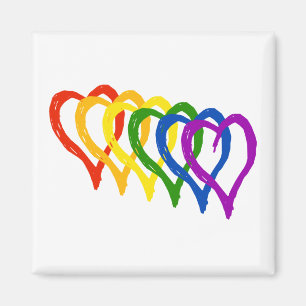 Valentine Gay Pride Rainbow Layered Hearts Magnet