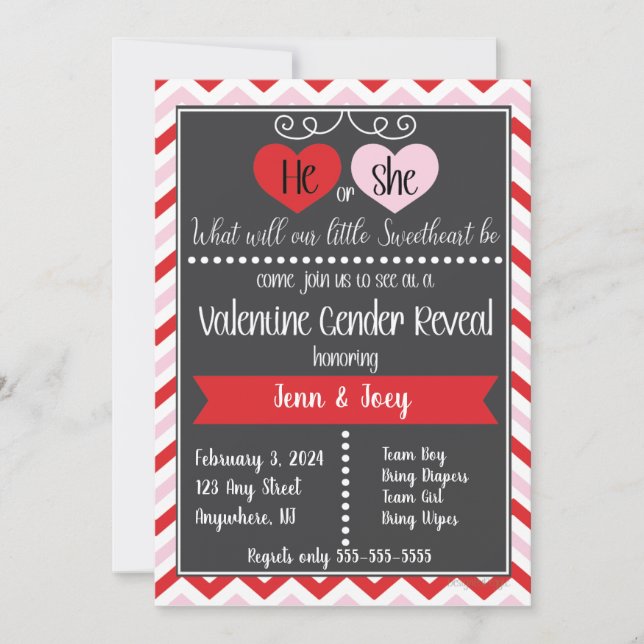 Valentine Gender Reveal Invitation (Front)