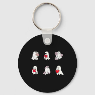 Valentine Ghosts Reading A Book Teacher Bookworm Keychain