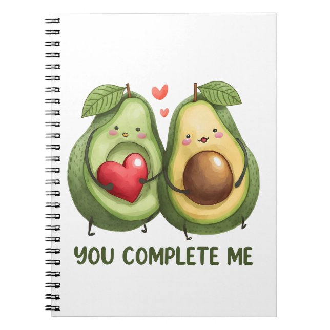 Valentine Gift Avocado You Complete Me Notebook (Front)