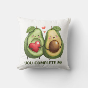 Valentine Gift Avocado You Complete Me Throw Pillow