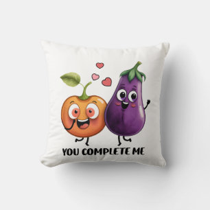 Valentine Gift Eggplant You Complete Me Throw Pillow