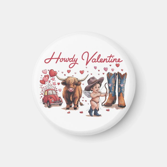 Valentine Gift | Howdy Valentine Magnet (Front)