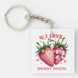 Valentine Gift   I Love You Berry Much Keychain