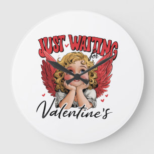 Valentine Gift Just Waiting For Valentine Large Clock