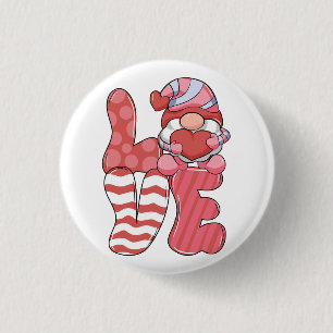 Valentine Gift LOVE Gnome 1 Inch Round Button