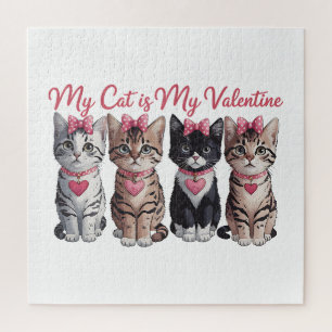 Valentine Gift My Cat Is My Valentine Jigsaw Puzzle