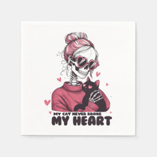 Valentine Gift   My Cat Never Broke My Heart Napkin