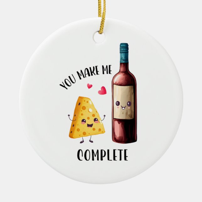 Valentine Gift You Make Me Complete Ceramic Ornament (Front)