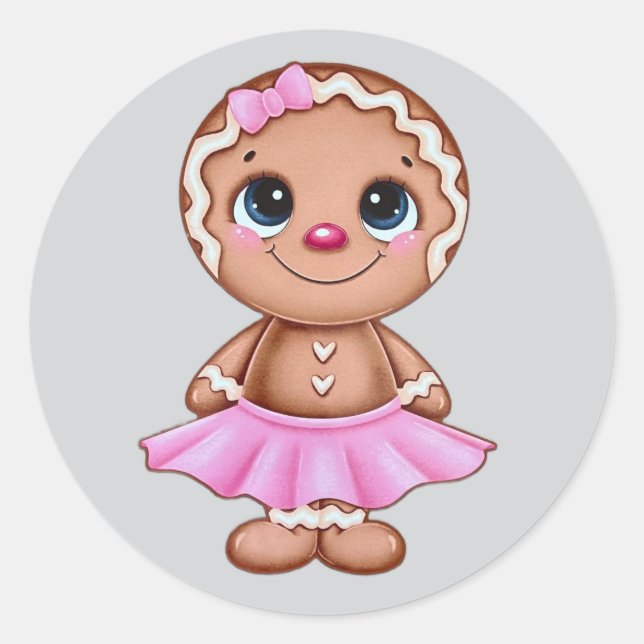 Valentine Gingerbread Girl Sticker – Sweet Love  (Front)