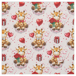 Valentine Giraffe Pattern Fabric
