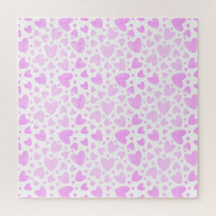 Valentine Girly Pink Faded Love Hearts Impossible Jigsaw Puzzle