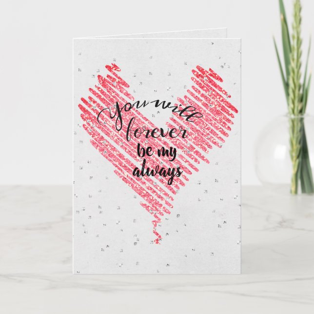 Valentine Glitter Heart with bling Card (Front)