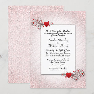 Valentine Glitter  Wedding Invitation