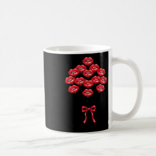 Valentine Glossy Red Lips Kiss Lloons Flower Bouqu Coffee Mug