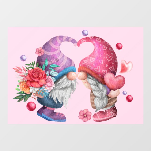 Valentine Gnome Couple Window Cling (Sheet)