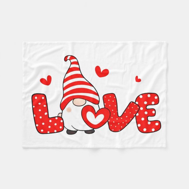 Valentine gnome  fleece blanket (Front (Horizontal))