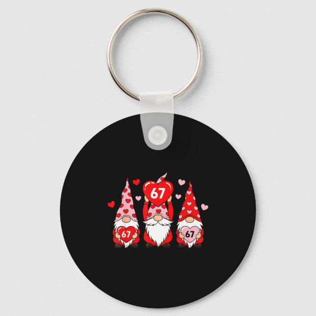 Valentine Gnomes 67 Funny Meme Cute Love Gnome Cou Keychain (Front)