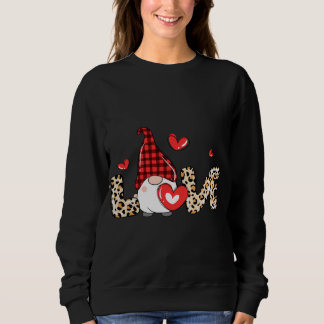 Valentine Gnomes Cheetah Heart Valentine's Day Gno Sweatshirt