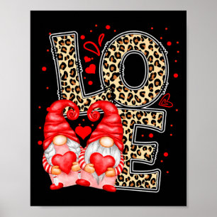 Valentine Gnomes Heart Valentines Day Gnome Leopa  Poster