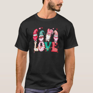 Valentine Gnomes Holding Hearts Valentine's Day Gn T-Shirt