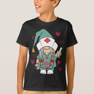 Valentine Gnomes Nurse Hearts Stethoscope T-Shirt
