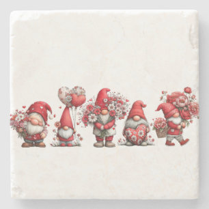Valentine gnomes stone coaster
