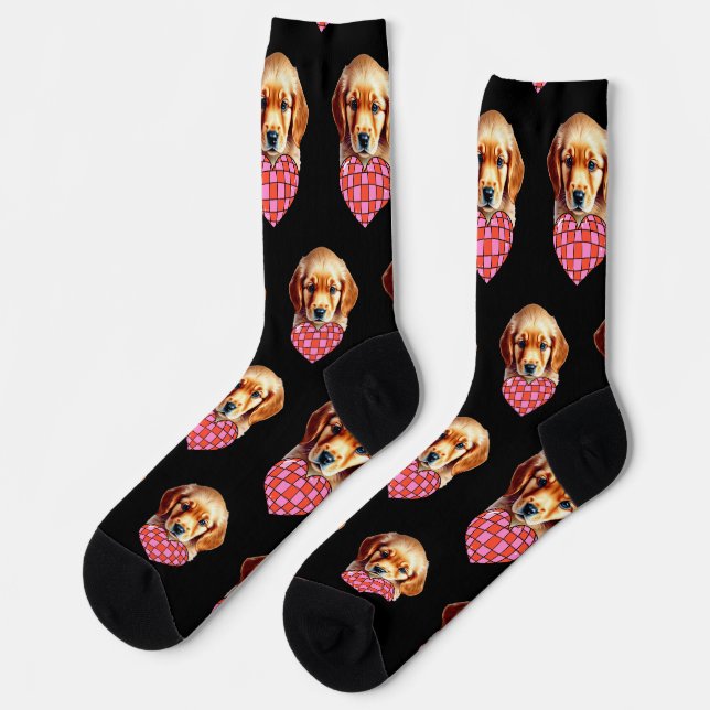 Valentine Golden Retriever Socks (Left)