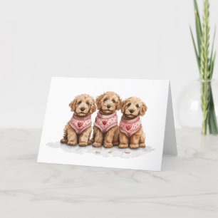 Valentine Goldendoodle Dogs Holiday Card