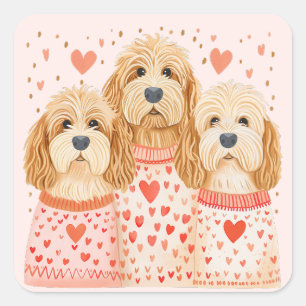 Valentine Goldendoodle Dogs Square Sticker