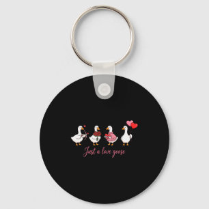 Valentine Goose Heart Goose Lover Valentines For W Keychain