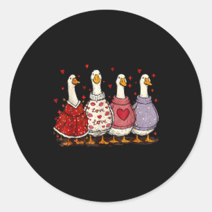 Valentine Goose Heart Silly Goose Valentines Day Classic Round Sticker