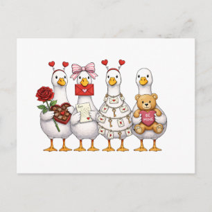 Valentine Goose , Pink Coquette Valentine Goose  Postcard