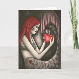 Valentine Gothic Mermaid with Heart Greeting Card