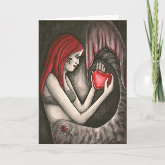 Valentine Gothic Mermaid with Heart Greeting Card