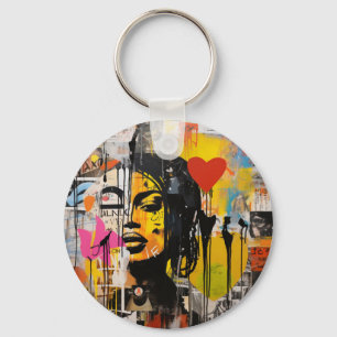 Valentine Graffiti Grunge Art Print Keychain