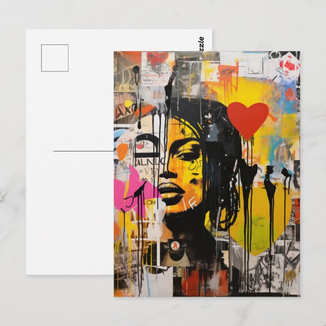 Valentine Graffiti Grunge Art Print Postcard (Front/Back)