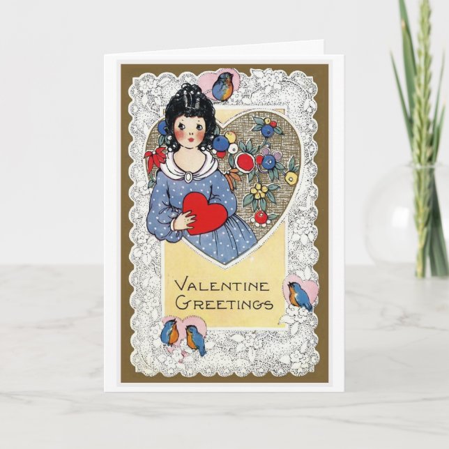 "Valentine Greetings" Vintage Holiday Card (Front)