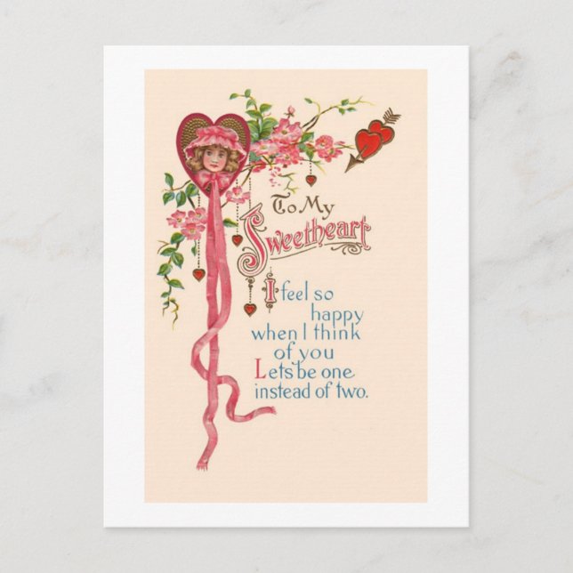 Valentine Greetings Vintage Image Postcard (Front)