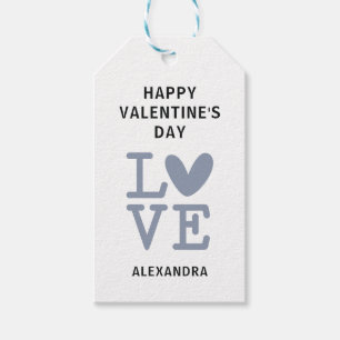 Valentine grey & white love heart custom gift tags