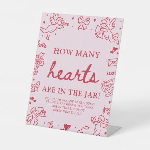 Valentine Guess How Many Hearts Bridal Shower Pedestal Sign