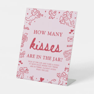 Valentine Guess How Many Kisses Bridal Shower Pedestal Sign