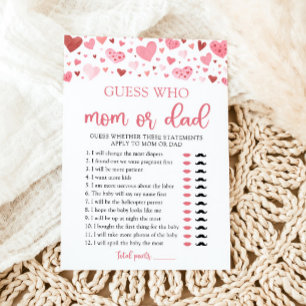 Valentine Guess Who Mom or Dad Baby Shower Game Invitation