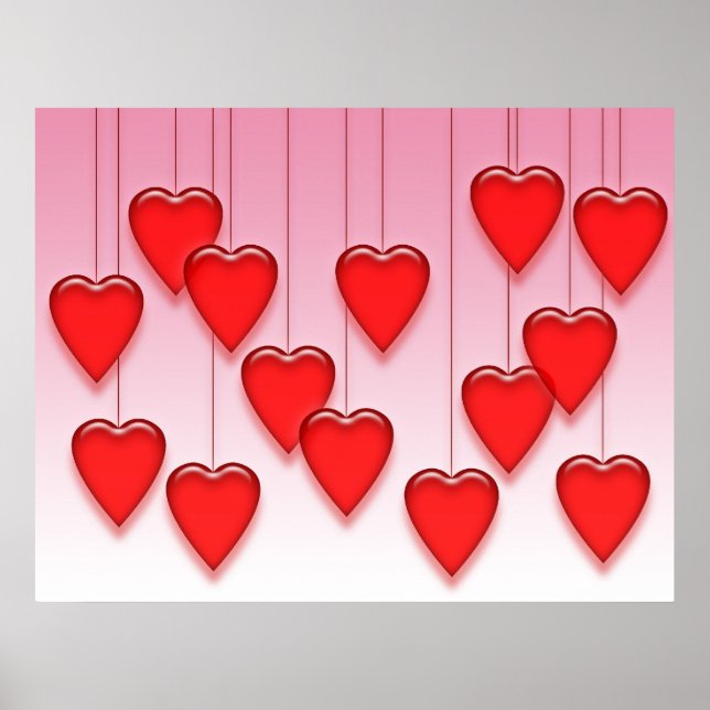 Valentine Hanging Hearts Poster (Front)