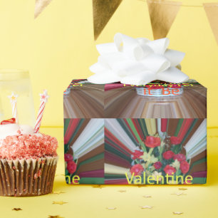Valentine Happy Valentine Cute Floral Text Design Wrapping Paper
